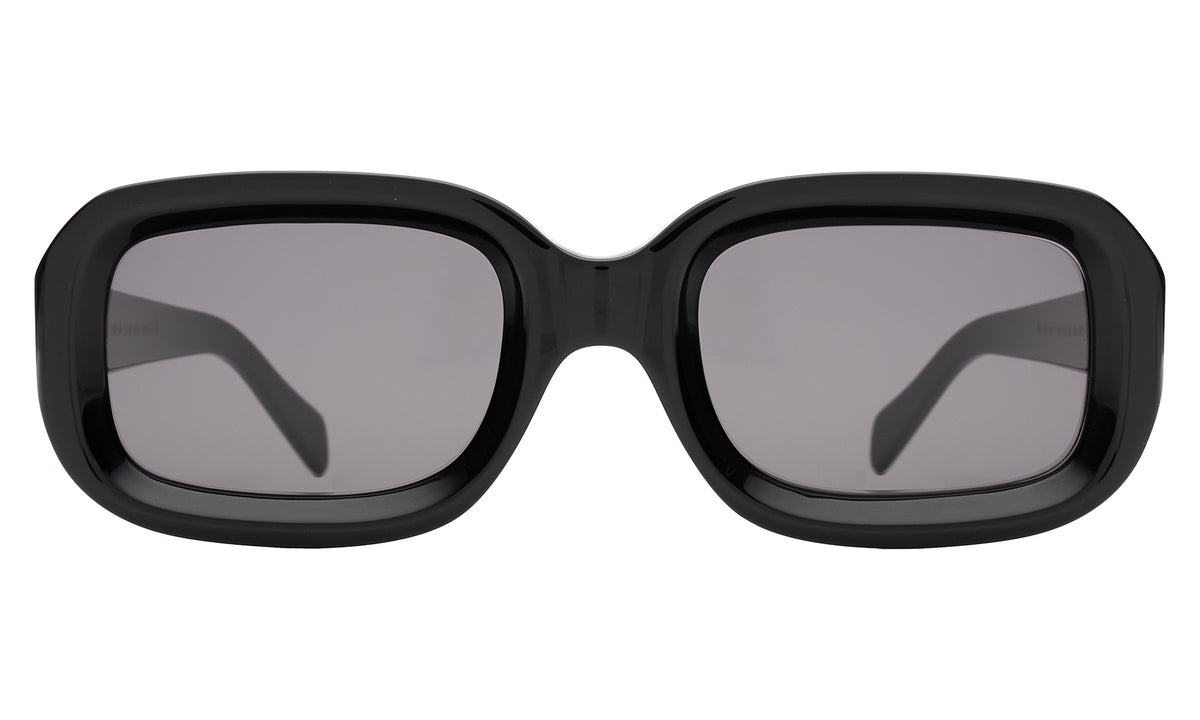 Vinyl Sunglasses in Black with Grey lenses, front view