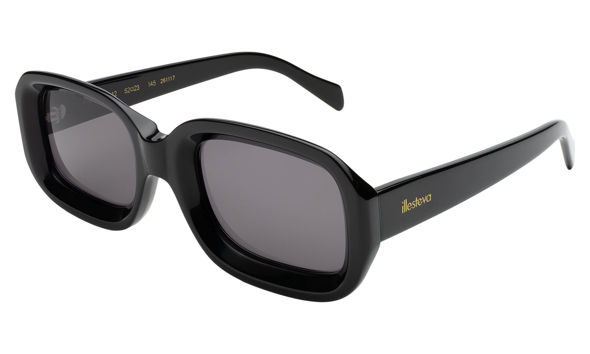 Vinyl Sunglasses in Black with Grey lenses, side view