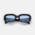 Front view of Vinyl Sunglasses in Black/Blue Gradient See Through