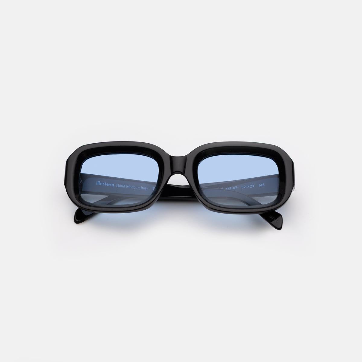 Vinyl Sunglasses in Black with Blue Gradient See Through lenses