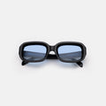 Front view of Vinyl Sunglasses in Black/Blue Gradient See Through