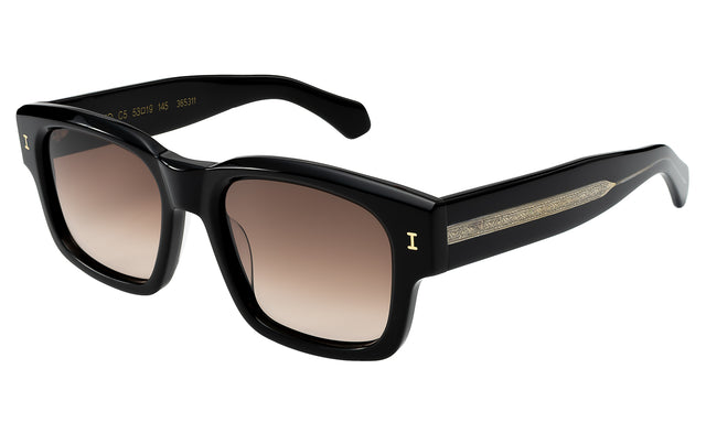 Vito Sunglasses Side Profile in Black/Gold / Brown Gradient