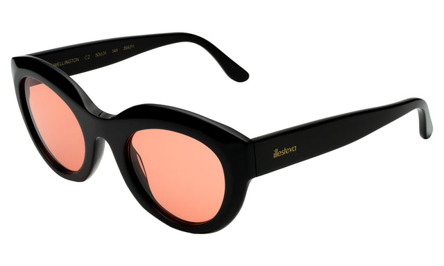 Wellington Sunglasses Side Profile in Black / Guava See Through