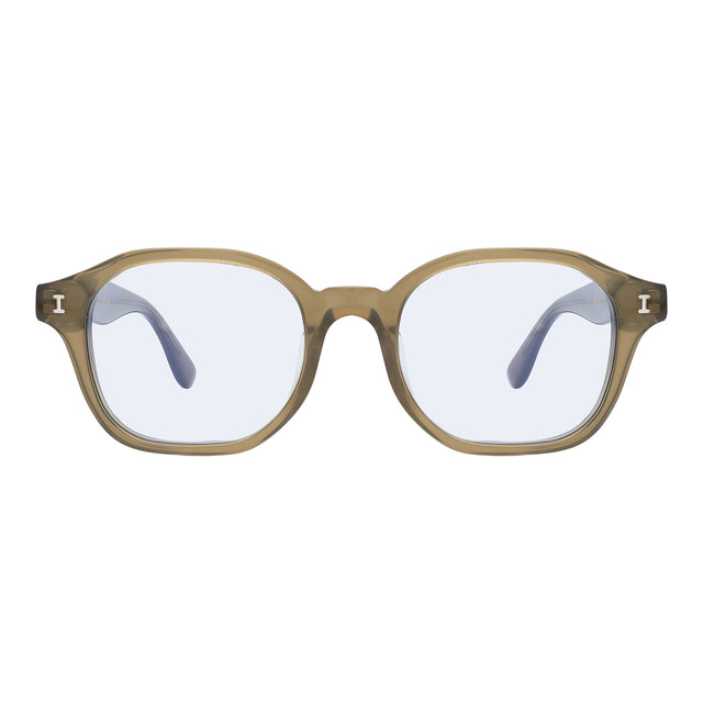 Will Sunglasses front view in Olive with Light Blue See Through