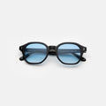 Front view of Will Sunglasses in Black/Blue Gradient See Through