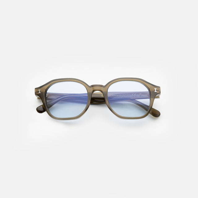 Will Sunglasses side view in Olive / Light Blue See Through