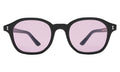 Front view of William Sunglasses in Black/Plum See Through