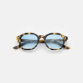 Front view of William Sunglasses in Tortoise/Blue Gradient See Through