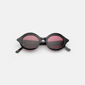 Front view of Willow Sunglasses in Black/Plum See Through