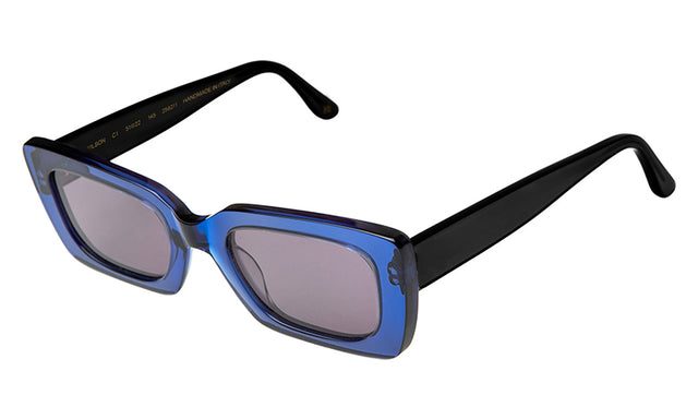 nk x illesteva Wilson Sunglasses Side Profile in Cobalt/Black / Grey Flat