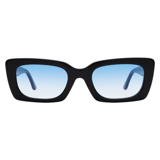 Wilson Sunglasses front view in Black with Blue Flat Gradient See Through
