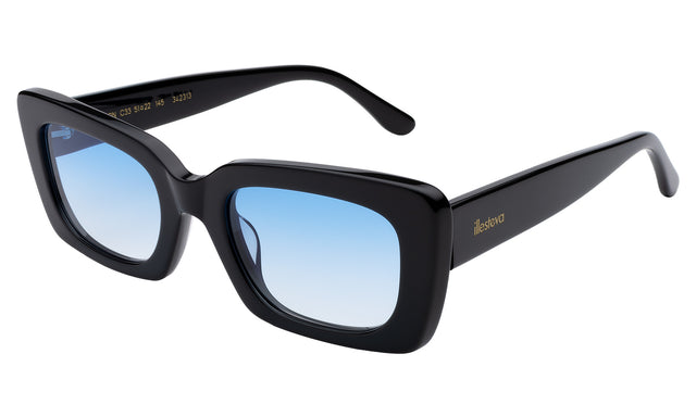 Wilson Sunglasses Side Profile in Black / Blue Flat Gradient See Through