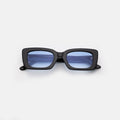 Front view of Wilson Sunglasses in Black/Blue Flat Gradient See Through