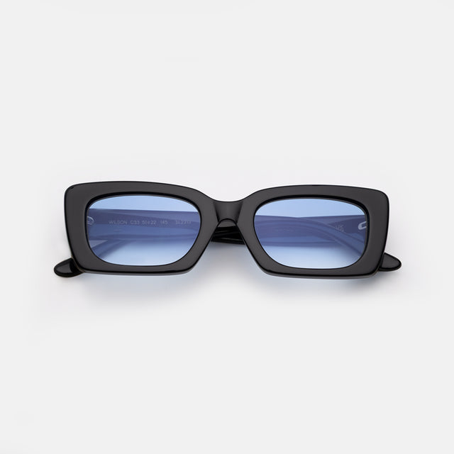 Wilson Sunglasses side view in Black / Blue Flat Gradient See Through