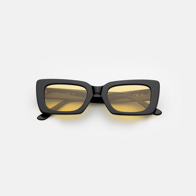 Wilson Sunglasses side view in Black / Honey Flat See Through