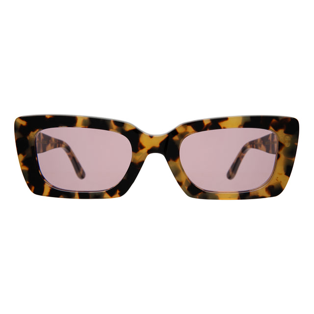 Wilson Sunglasses front view in Tortoise with Dusty Pink Flat See Through