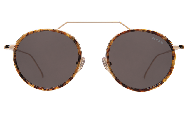 Wynwood Ace Sunglasses in Pecan/Gold with Grey Flat