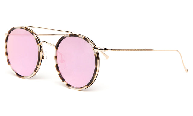  Allen Ace Sunglasses side view in White Tortoise/Gold Rose Flat Mirror