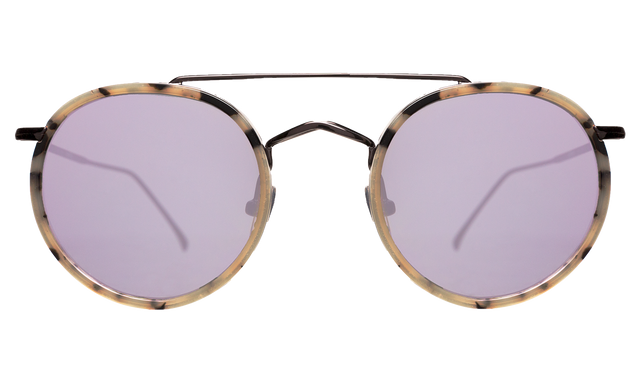 Allen Ace Sunglasses front view in White Tortoise/Gunmetal Rose Flat Mirror
