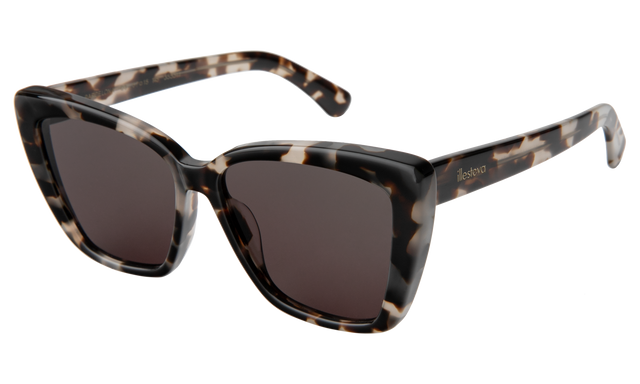 Barcelona Sunglasses Side Profile in White Tortoise / Grey Flat
