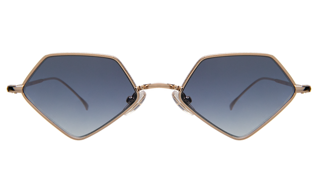 Beak Sunglasses front view in Gold with Silver Flat Mirror Gradient