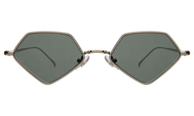 Beak Sunglasses in Silver with Olive Flat