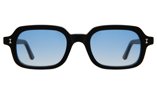Berlin Sunglasses in Black with Blue Gradient See Through