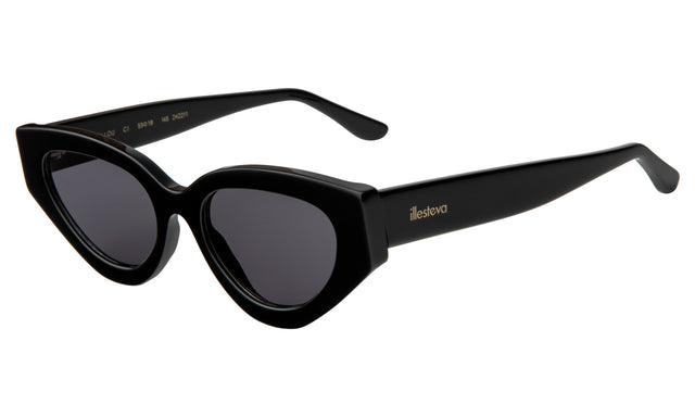 Mary Lou Sunglasses Side Profile in Black / Grey Flat