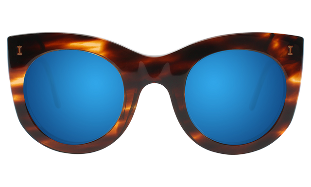 Boca Sunglasses Side Profile in Dark Sand / Blue Mirror