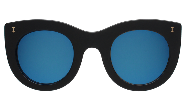  Boca II Sunglasses Side Profile in Black / Blue Mirror