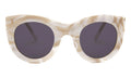 Front view of Boca Sunglasses in Cream Marble/Grey Flat