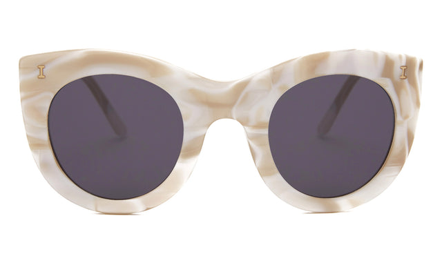 Boca Sunglasses in Cream Marble with Grey Flat