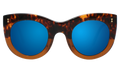 Front view of Boca Sunglasses in Half/Half Dark Brown/Blue Mirror