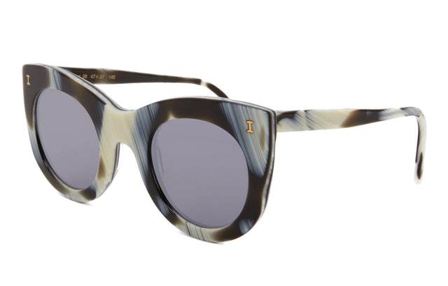 Boca Sunglasses Side Profile in Horn / Silver Flat Mirror