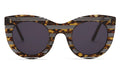 Front view of Boca Sunglasses in Tortoise Stripes/Grey Flat