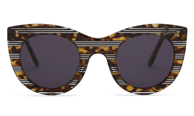 Boca Sunglasses in Tortoise Stripes with Grey Flat