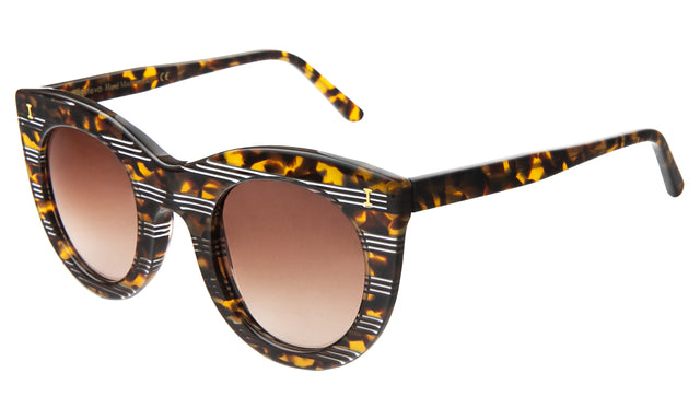 Boca Sunglasses Side Profile in Tortoise Stripes / Brown Gradient