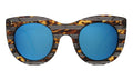 Front view of Boca Sunglasses in Tortoise Stripes/Blue Mirror