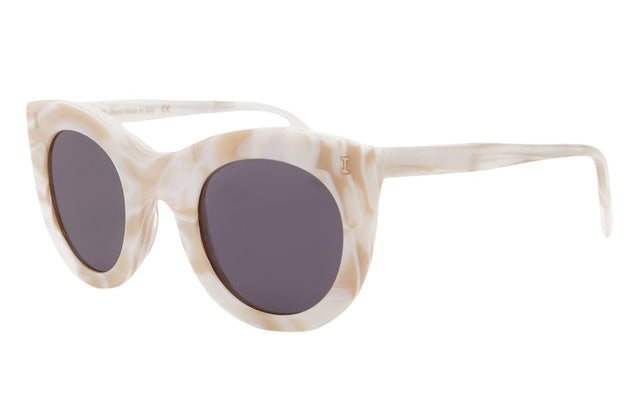 Boca Sunglasses Side Profile in Cream Marble / Grey Flat