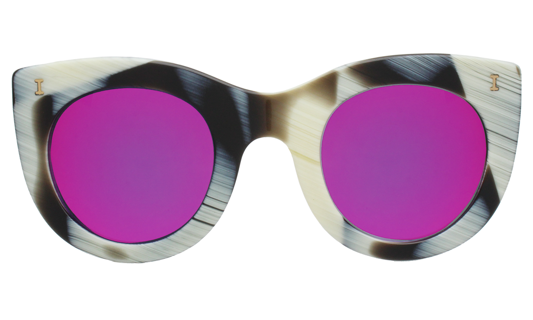 Illesteva Boca II Sunglasses Blue Mirror Lenses Black Acetate Frame Cat Eye Illesteva Munich Sunglasses, Black/Blue – Glasswing main image 4