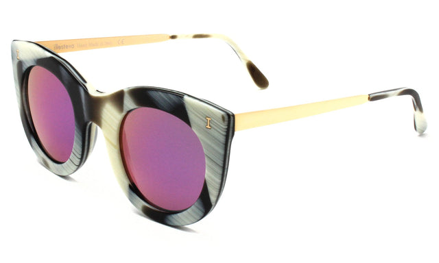 Boca II Sunglasses Side Profile in Horn / Pink Mirror