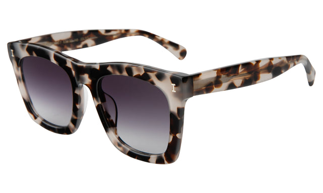 Charleston Sunglasses Side Profile in White Tortoise / Grey Flat Gradient