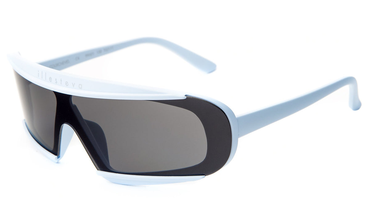 Courchevel Sunglasses in Matte Baby Blue with Grey lenses, side view