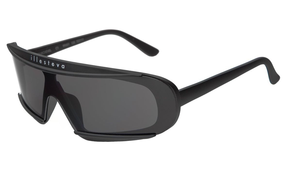Courchevel Sunglasses in Matte Black with Grey lenses, side view