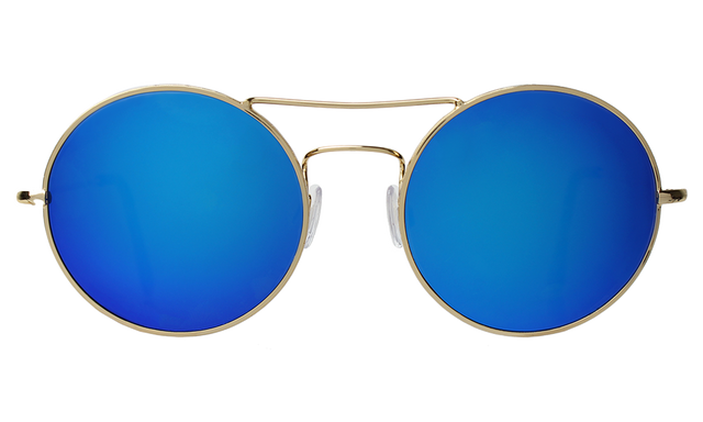 Delon Sunglasses Side Profile in Gold / Blue Mirror