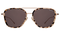 Front view of Delos Ace Sunglasses in White Tortoise/Rose Gold/Grey Flat