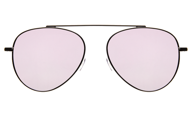  Dorchester Sunglasses front view in Black Rose Flat Mirror