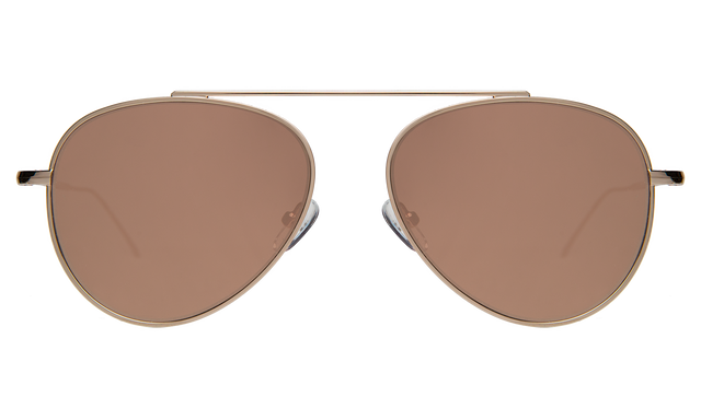  Dorchester Sunglasses front view in Gold Mauve Flat Mirror