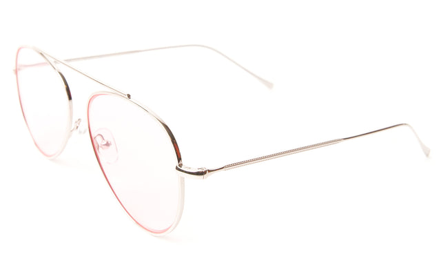  Dorchester Sunglasses side view in Silver Dusty Pink Flat See Through