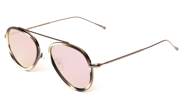  Dorchester Ace Sunglasses side view in Horn/Gunmetal / Rose Flat Mirror